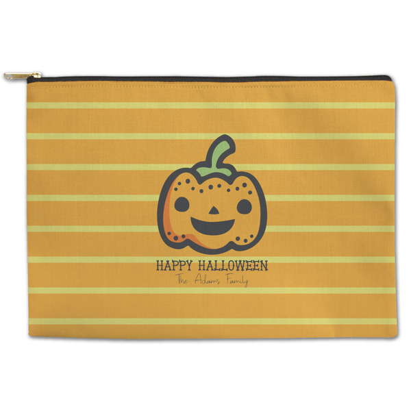 Custom Halloween Pumpkin Zipper Pouch - Large - 12.5"x8.5" (Personalized)