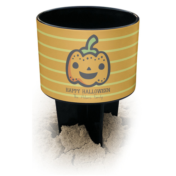 Custom Halloween Pumpkin Black Beach Spiker Drink Holder (Personalized)