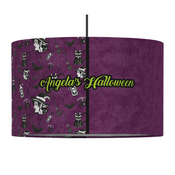 Custom Witches On Halloween 12" Drum Pendant Lamp - Fabric (Personalized)