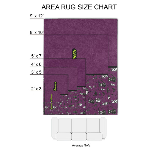 Witches On Halloween 2'x3' Indoor Area Rugs - Size Chart