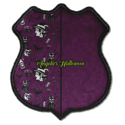 Witches On Halloween Iron On Shield Patch C w/ Name or Text