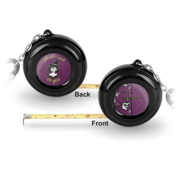 Witches On Halloween 6-Ft Pocket Tape Measure with Carabiner Hook - Front and Back