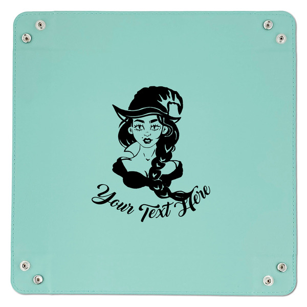 Witches On Halloween 9" x 9" Teal Leatherette Snap Up Tray - APPROVAL