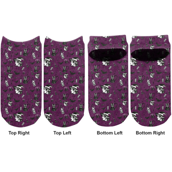 Witches On Halloween Adult Ankle Socks - Double Pair - Front and Back - Apvl