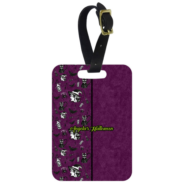 Custom Witches On Halloween Metal Luggage Tag w/ Name or Text