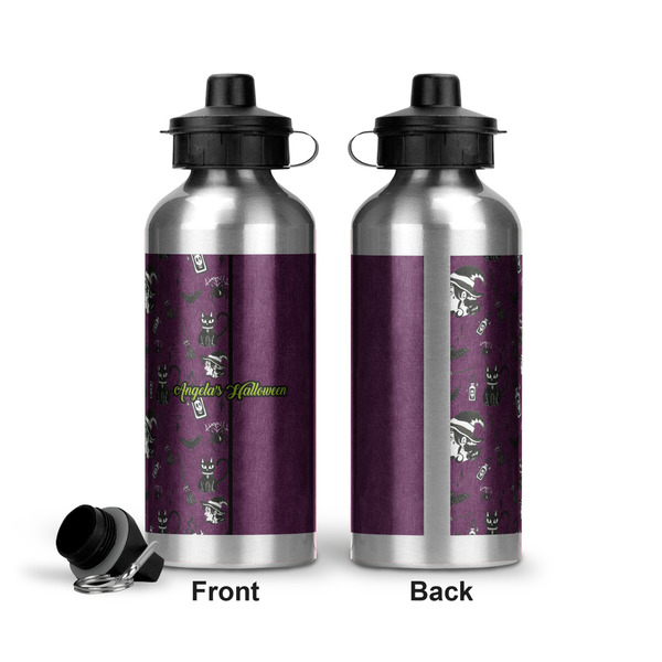 Witches On Halloween Aluminum Water Bottle - Front and Back