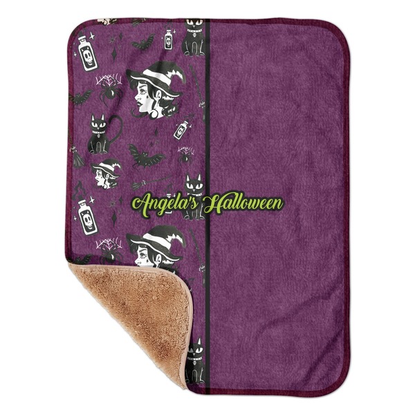 Custom Witches On Halloween Sherpa Baby Blanket - 30" x 40" w/ Name or Text
