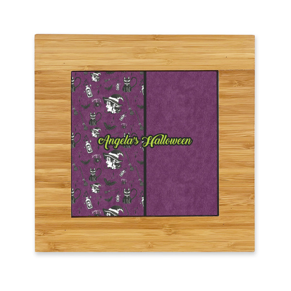 Custom Witches On Halloween Bamboo Trivet with Ceramic Tile Insert (Personalized)