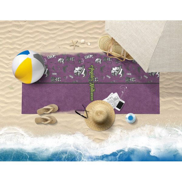 Witches On Halloween Beach Towel Lifestyle