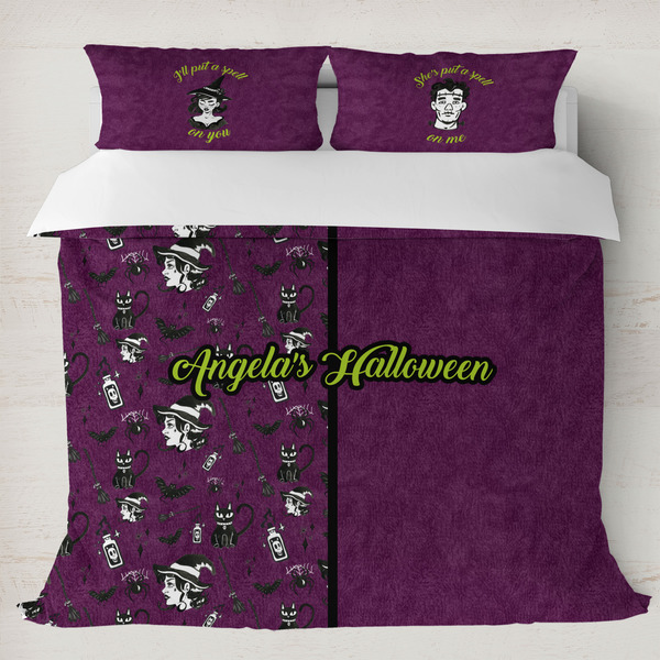 Custom Witches On Halloween Duvet Cover Set - King (Personalized)