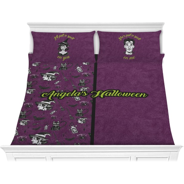 Custom Witches On Halloween Comforter Set - King (Personalized)
