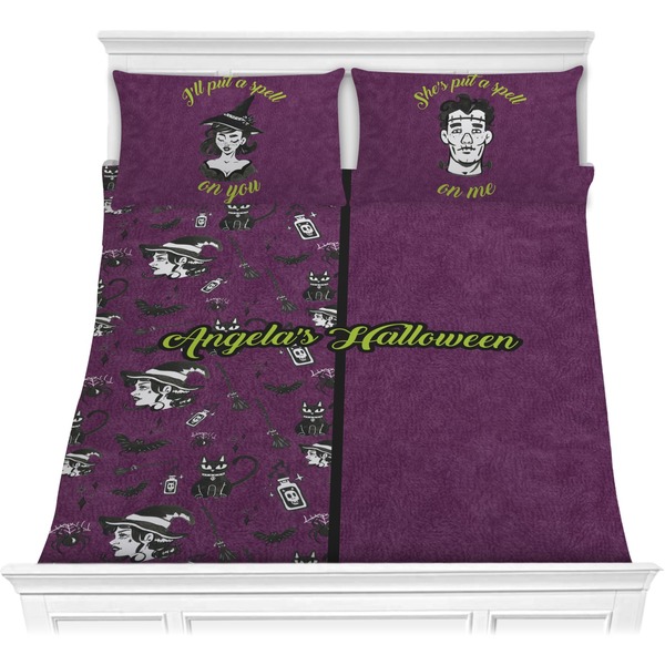 Custom Witches On Halloween Comforter Set - Full / Queen (Personalized)