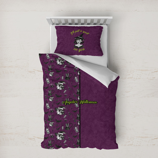 Custom Witches On Halloween Duvet Cover Set - Twin XL (Personalized)