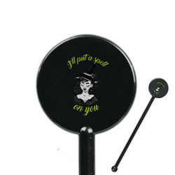 Witches On Halloween 5.5" Round Plastic Stir Sticks - Black - Single Sided (Personalized)