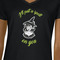 Witches On Halloween Black V-Neck T-Shirt on Model - CloseUp