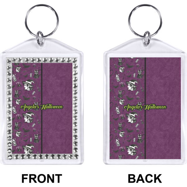 Witches On Halloween Bling Keychain (Front + Back)