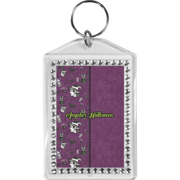 Custom Witches On Halloween Bling Keychain (Personalized)