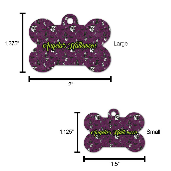 Witches On Halloween Bone Shaped Dog ID Tag - Large - Scale