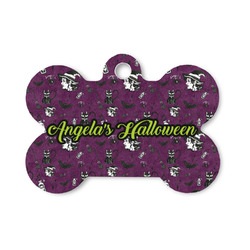 Witches On Halloween Bone Shaped Dog ID Tag - Small (Personalized)