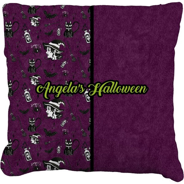 Custom Witches On Halloween Faux-Linen Throw Pillow 16" (Personalized)