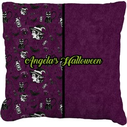 Witches On Halloween Faux-Linen Throw Pillow 18" (Personalized)