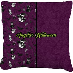 Witches On Halloween Faux-Linen Throw Pillow 20" (Personalized)