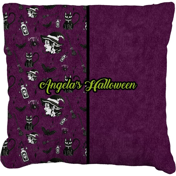 Custom Witches On Halloween Faux-Linen Throw Pillow 20" (Personalized)