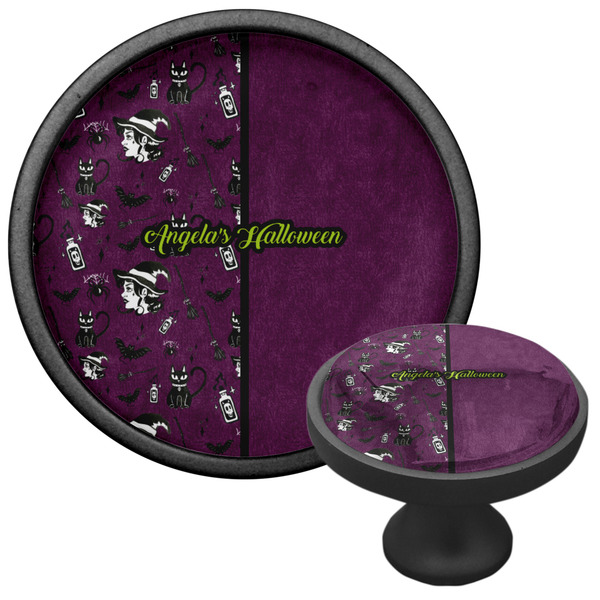 Witches On Halloween Cabinet Knob - Black - Multi Angle