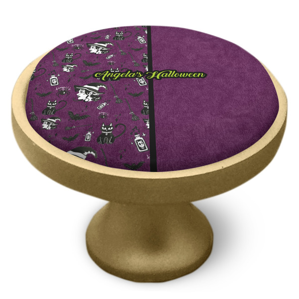 Witches On Halloween Cabinet Knob - Gold - Side