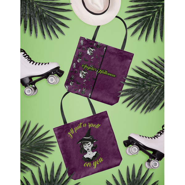 Witches On Halloween Canvas Tote Lifestyle Front and Back