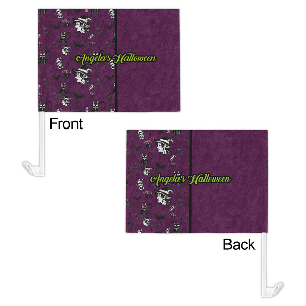 Witches On Halloween Car Flag - 11" x 8" - Front & Back View