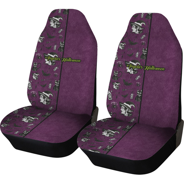 Custom Witches On Halloween Car Seat Covers (Set of Two) (Personalized)