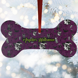 Witches On Halloween Ceramic Dog Ornament w/ Name or Text