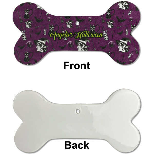 Witches On Halloween Ceramic Flat Ornament - Bone Front & Back Single Print (APPROVAL)