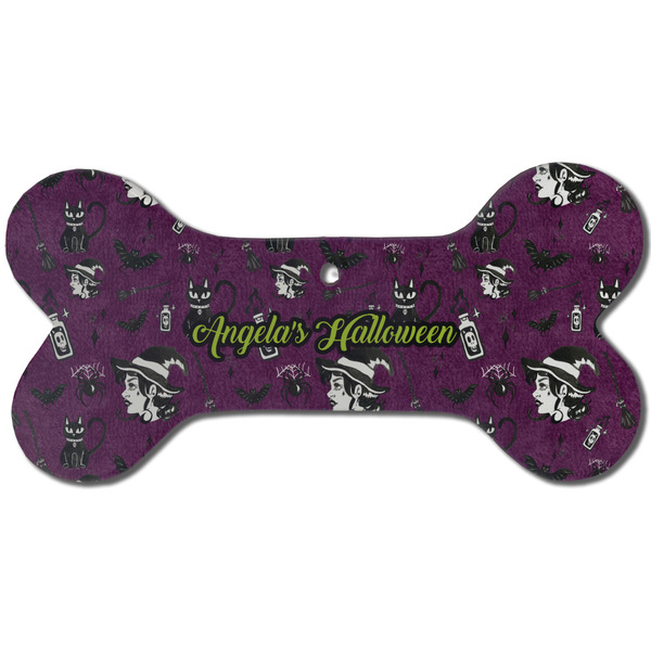 Witches On Halloween Ceramic Flat Ornament - Bone Front