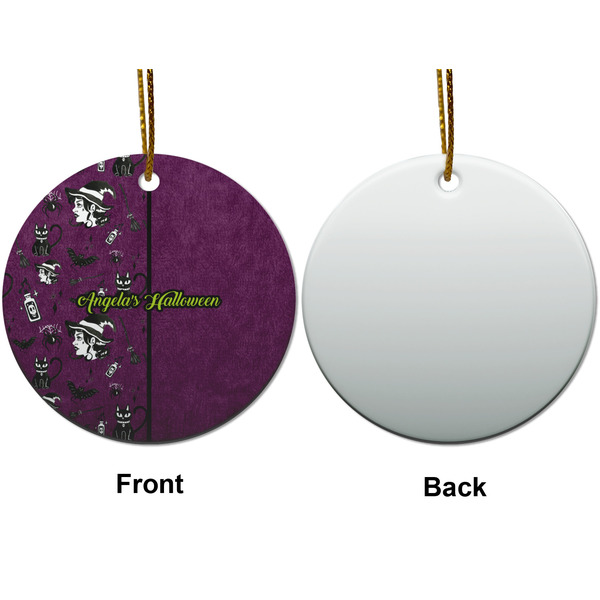 Witches On Halloween Ceramic Flat Ornament - Circle Front & Back (APPROVAL)