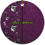 Witches On Halloween Round Ceramic Ornament w/ Name or Text