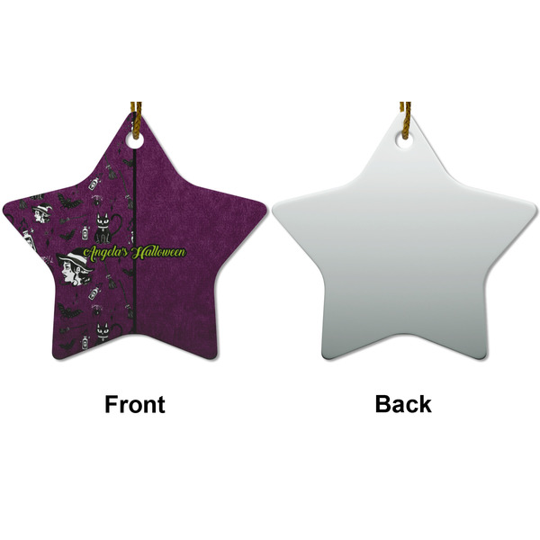 Witches On Halloween Ceramic Flat Ornament - Star Front & Back (APPROVAL)