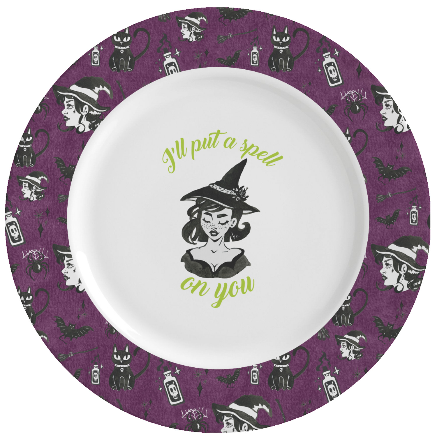 Custom Witches On Halloween Ceramic Dinner Plates (Set of 4