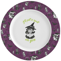 Witches On Halloween Ceramic Dinner Plates (Set of 4) (Personalized)