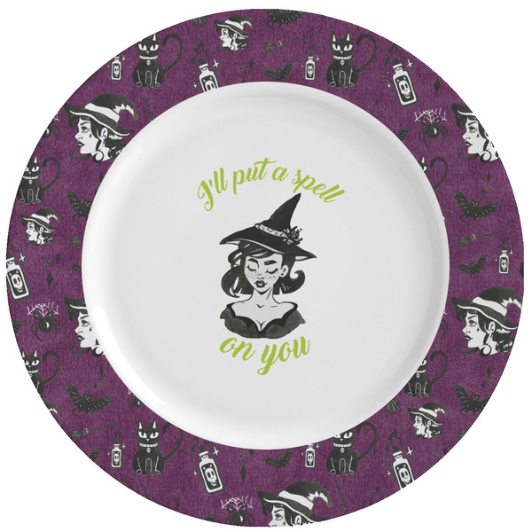 Custom Witches On Halloween Ceramic Dinner Plates (Set of 4) (Personalized)