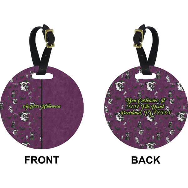 Witches On Halloween Circle Luggage Tag (Front + Back)