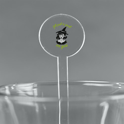 Witches On Halloween 7" Round Plastic Stir Sticks - Clear (Personalized)