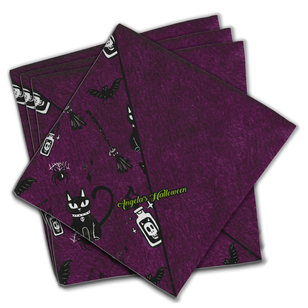 Custom Witches On Halloween Cloth Napkins (Set of 4) (Personalized)