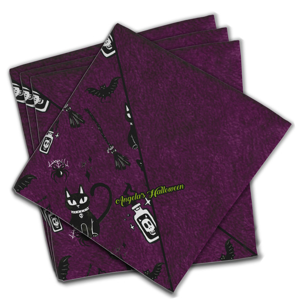 Witches On Halloween Cloth Napkins - Personalized Dinner (PARENT MAIN Set of 4)