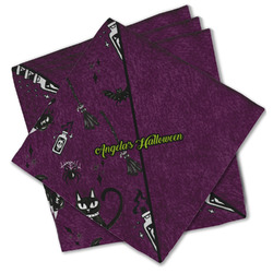 Witches On Halloween Cloth Cocktail Napkins - Set of 4 w/ Name or Text