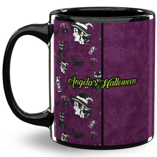 Custom Witches On Halloween 11 Oz Coffee Mug - Black (Personalized)
