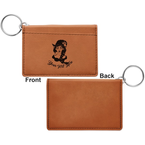 Witches On Halloween Cognac Leatherette Keychain ID Holders - Front Apvl