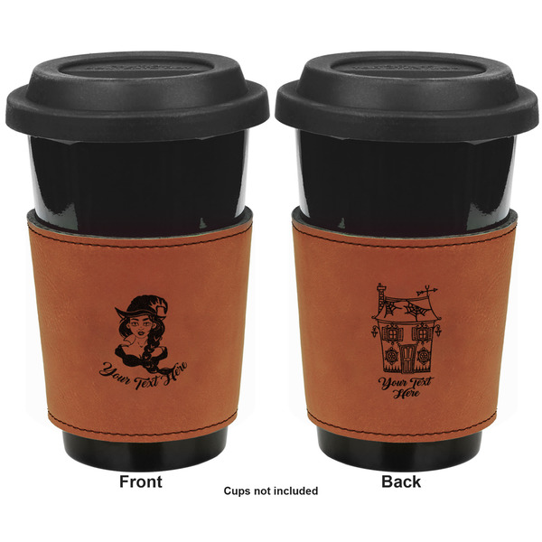Witches On Halloween Cognac Leatherette Mug Sleeve - Double Sided Apvl