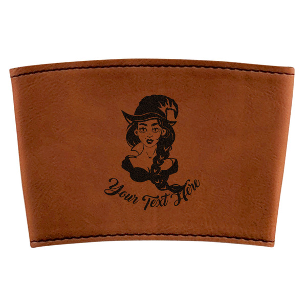 Custom Witches On Halloween Leatherette Cup Sleeve (Personalized)